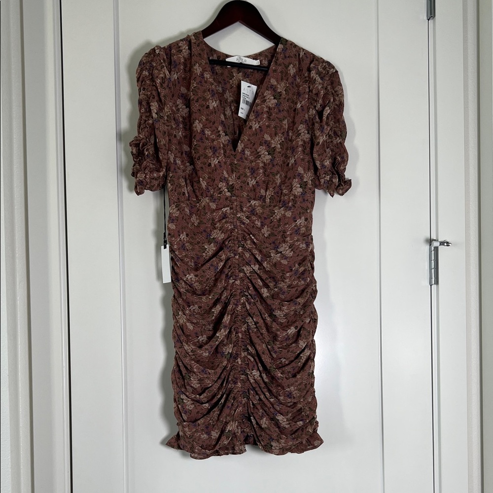 Astr Brown Floral Midi Dress